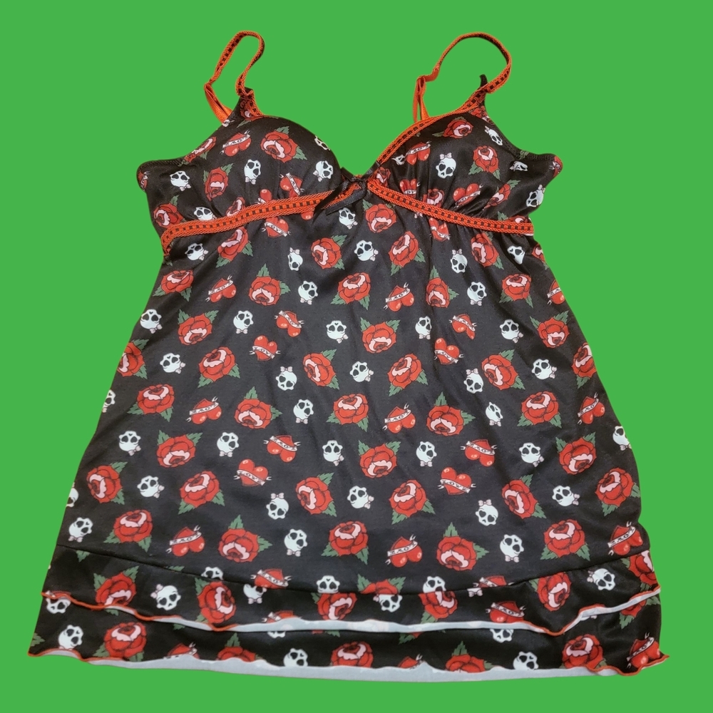 Floral Black and Red Women's Sleepwear